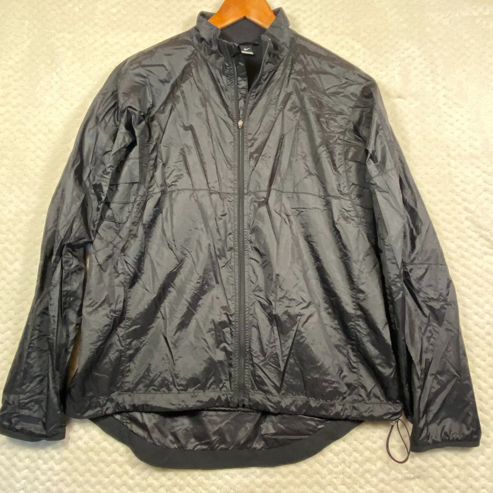 Vintage Nike Jacket Mens XL Black Windbreaker Vented Rain Track Full Zip